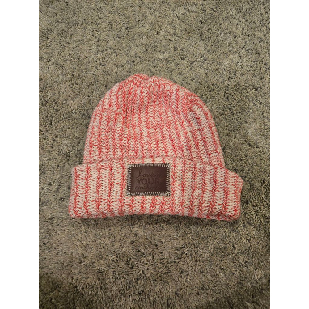 Women's Love Your Melon Beanie One Size Red White Knit Hat